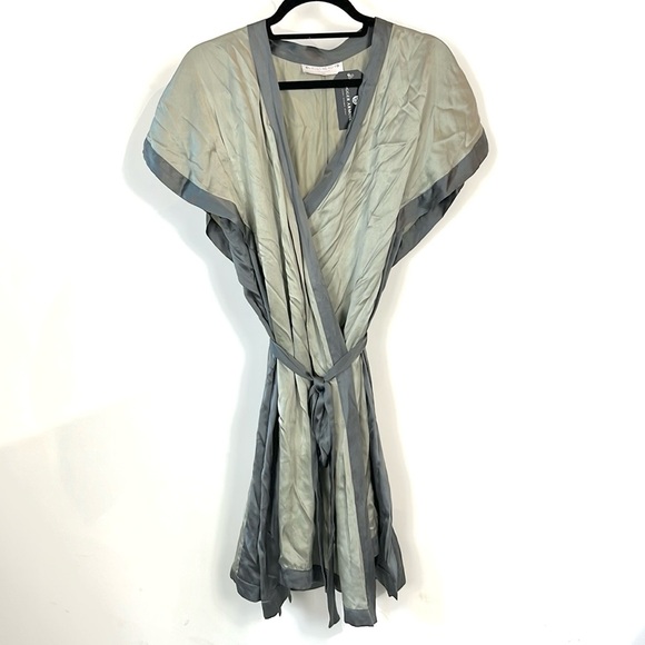 Roses Are Red Morning Quote Silk Mint Two-Tone Kimono - Picture 2 of 13